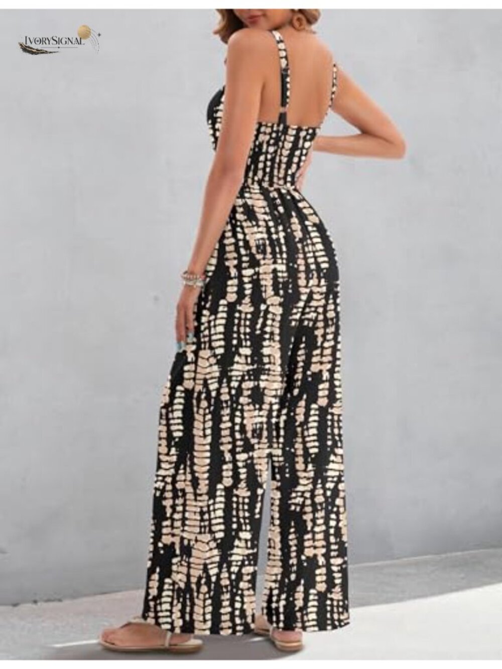 Womens Dressy V Neck Twist Jumpsuit Sleeveless Wide Leg Casual Romper - Picture 2 of 6